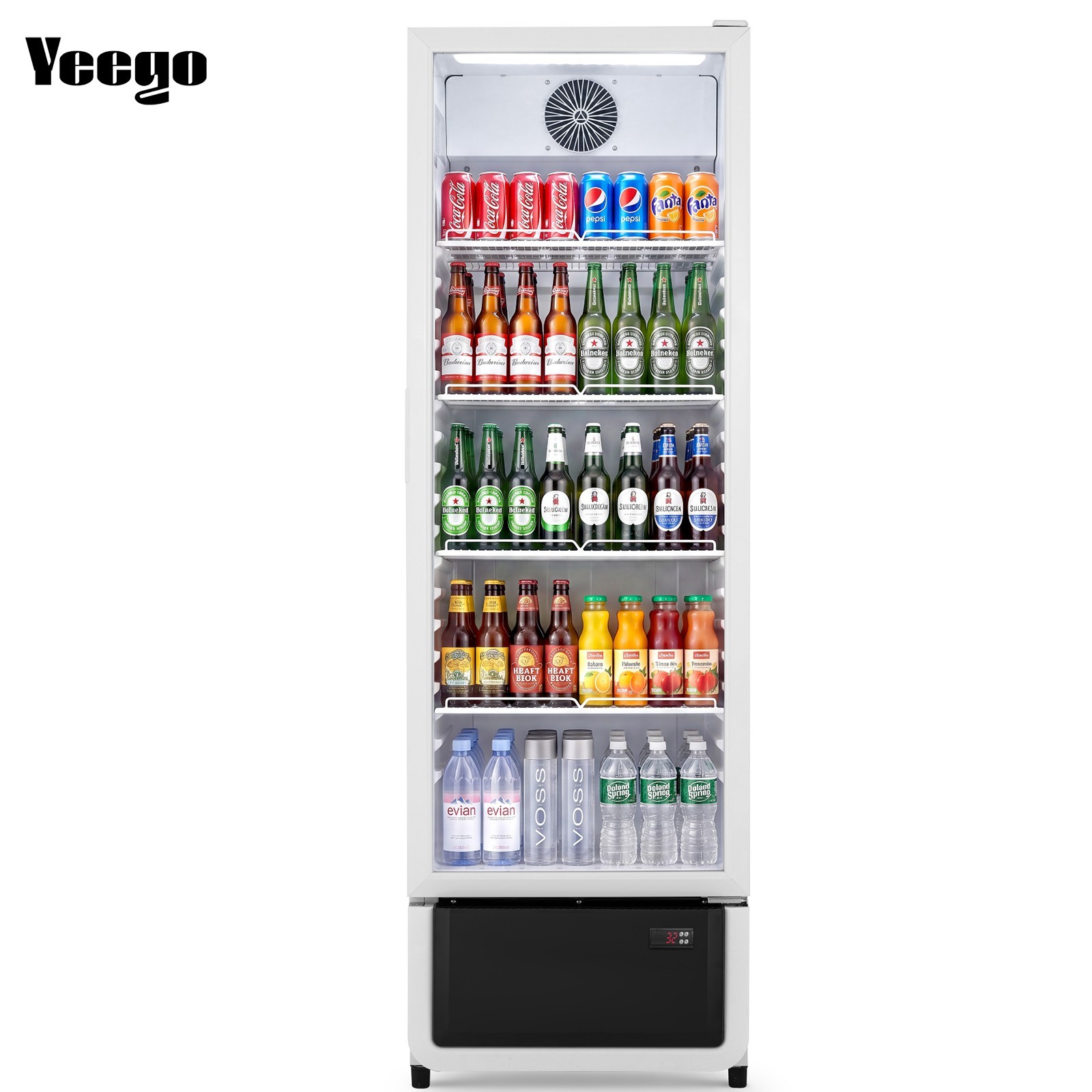 Yeego 9.89 Cu.ft Commercial Refrigerator Upright Beverage Display Cooler White