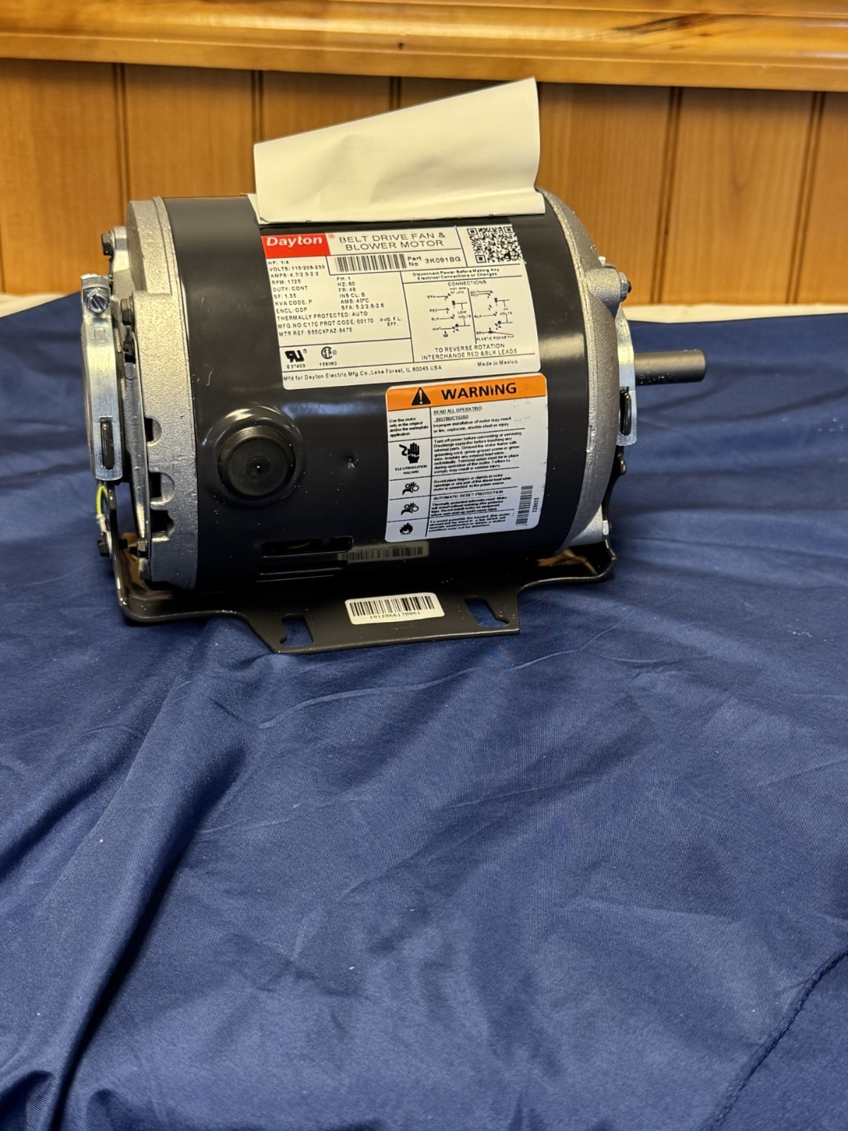 DAYTON Belt Drive Motor: 1 Speed, Open Drip Proof, Cradle Base Mount, 1/4 hp Hor