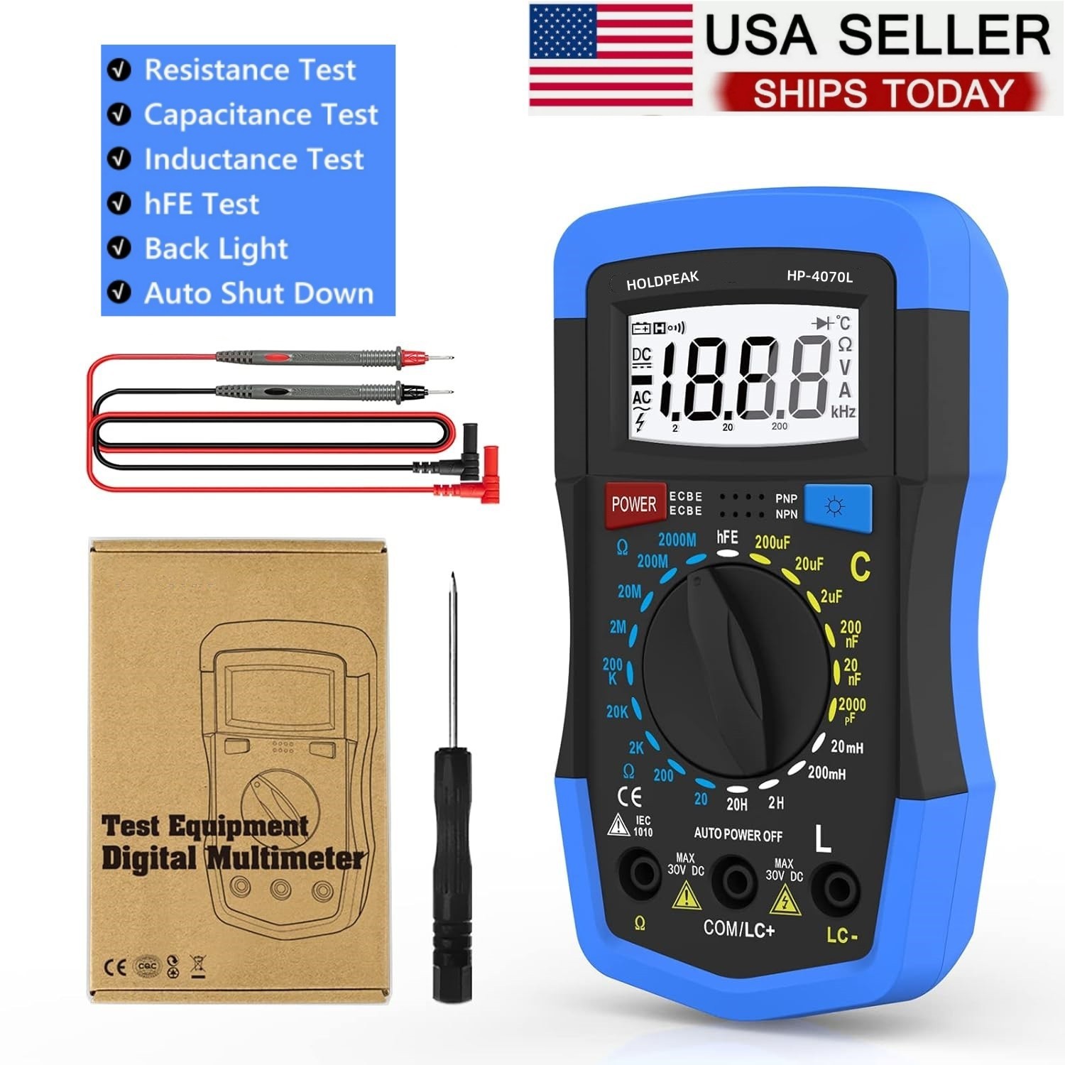 Digital Multimeter Capacitance Resistance Inductance hFE Tester LCR Meter Tool