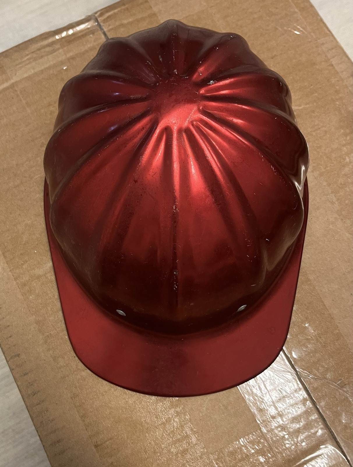 Vintage Fibre-Metal SuperLite Aluminum Hard Hat 1960-70’s Safety Cap CRIMSON