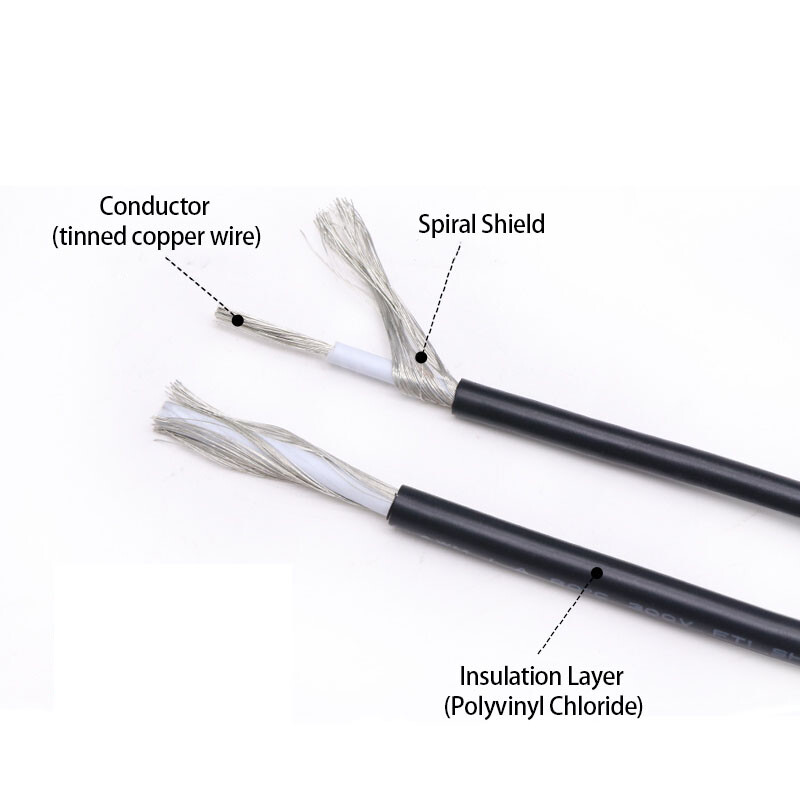 UL1185 Single Core Shielded Wire Black And Grey 10/12/14/16/18/20/22/24/26/28AWG
