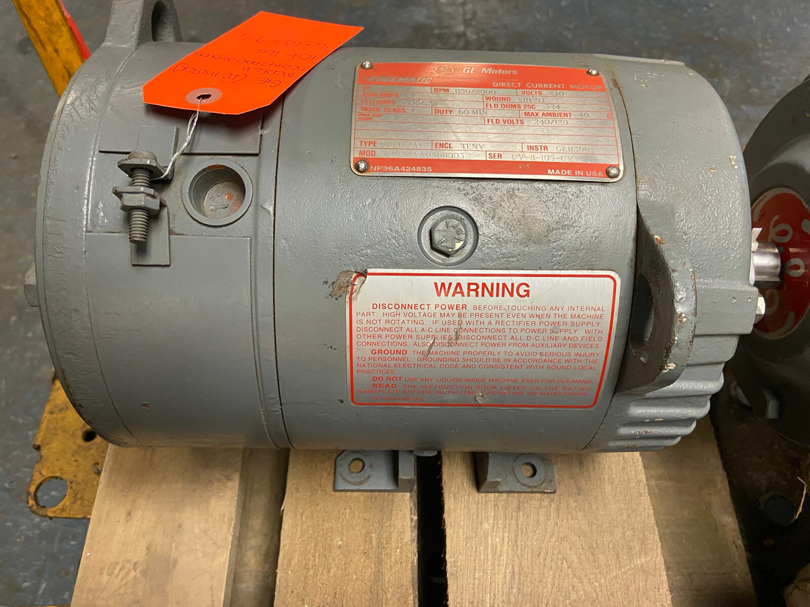 GE Kinamatic,CDL182AT,1Hp DC Motor 240VDC