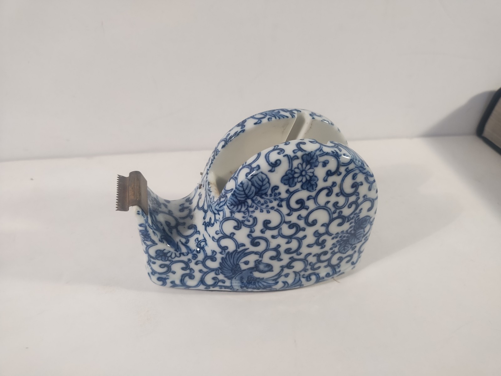 Blue & White Ceramic Tape Dispenser Decor