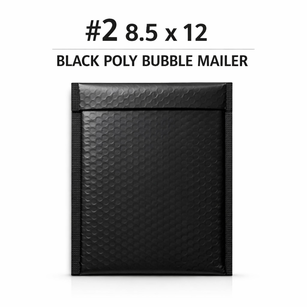 #2 8.5×12 Black Poly Bubble Mailers Padded Envelopes Self Seal Shipping Bags