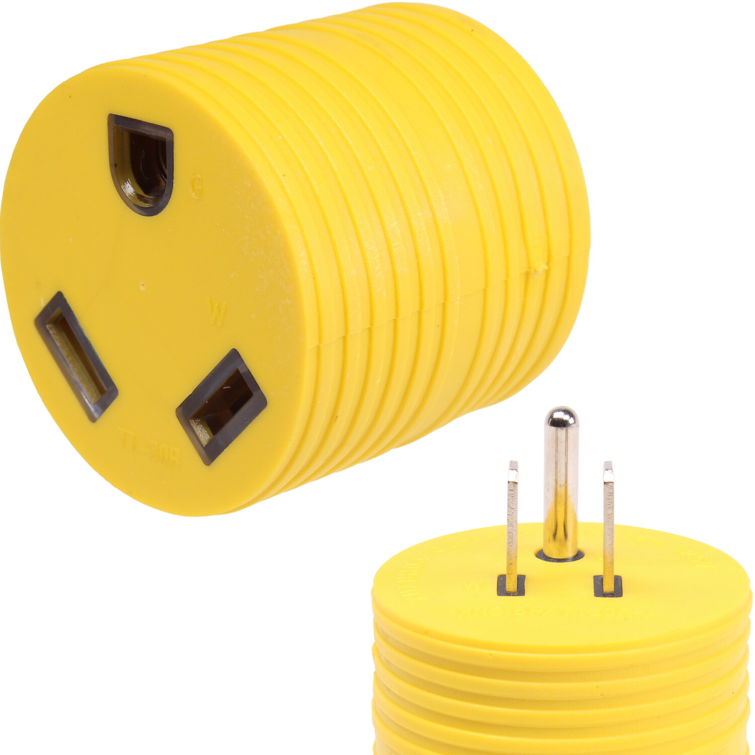 Power Adapter 3 prong 15 amp Male to 30 amp 110 female TT30R to 5-15P, Mini Size