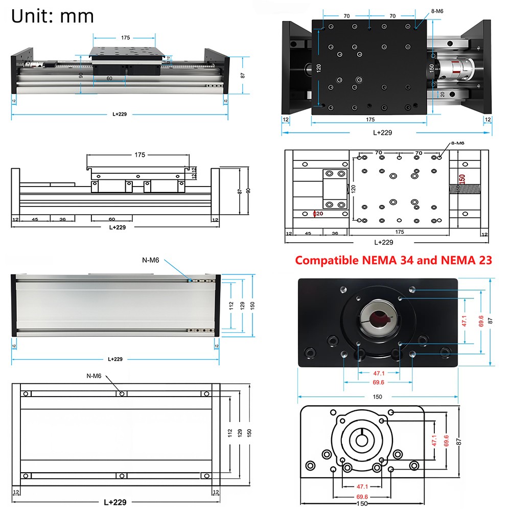Heavy Duty Linear Electric Sliding Table High Precision Ball Screw for CNC