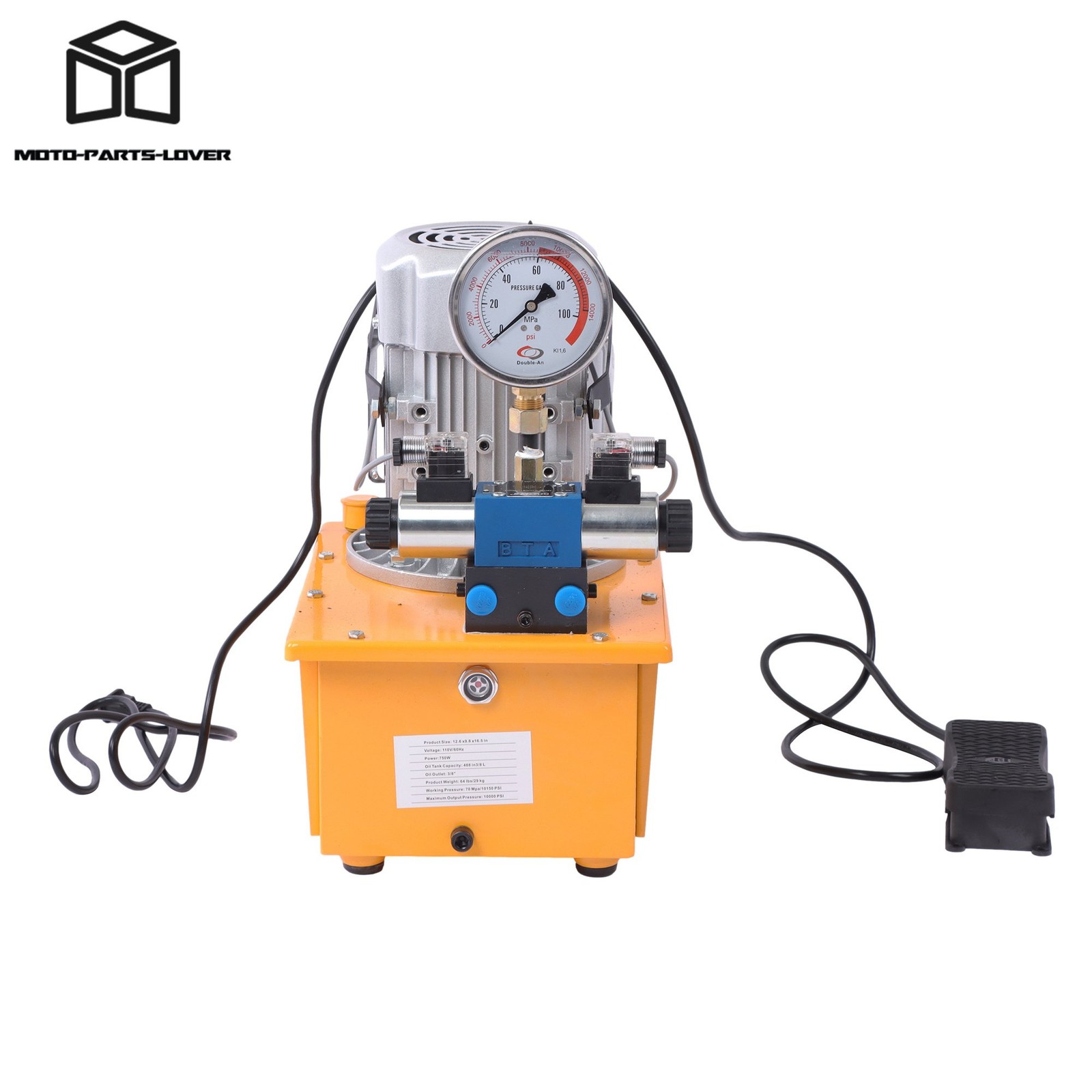 750W Electric Hydraulic Pump 10000PSI Double Acting 110 V