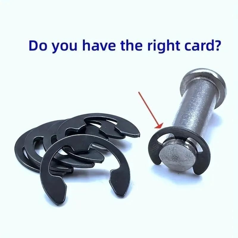 120PCS Black Stainless Steel Snap Ring E-Clip Circlip Washer Assortment Set