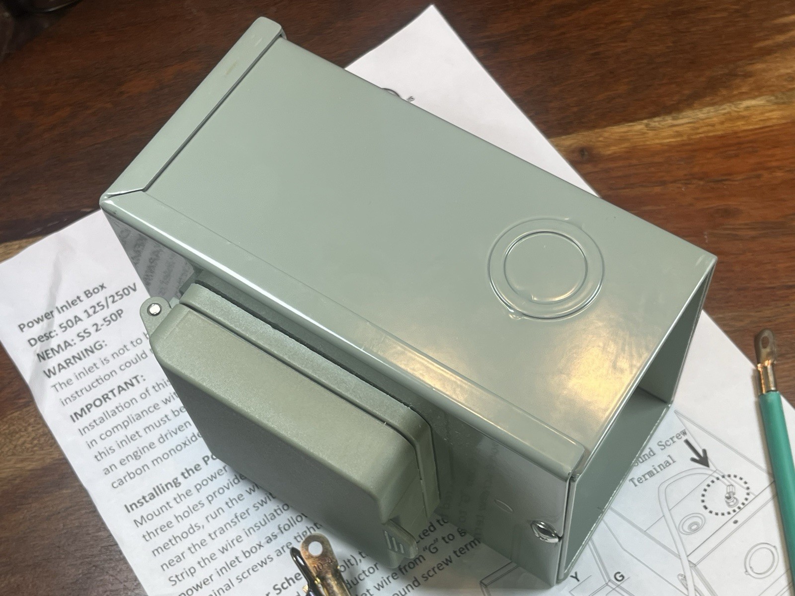 50 Amp Generator Power Inlet Box| NEMA 3R Power Inlet Box|125/250 Volt, 12500…