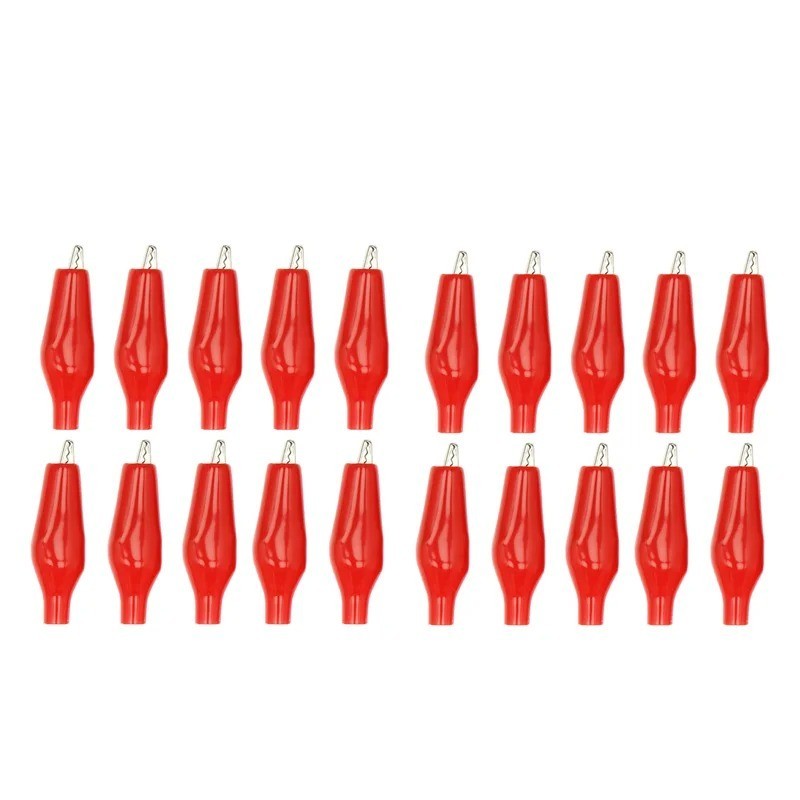 20pcs Black Red Soft Plastic Coated Testing Probe Aligator Clips Crocodile P2001