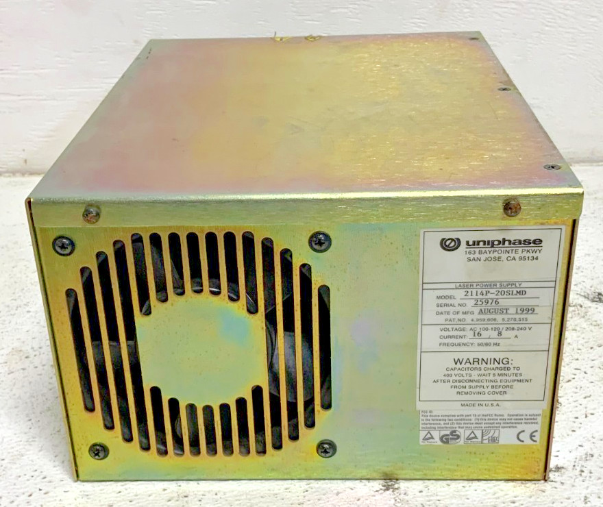 JDS Uniphase 2114P-20SLMD W JDS 2214R-40MLA Continuous Wave Argon Laser Head