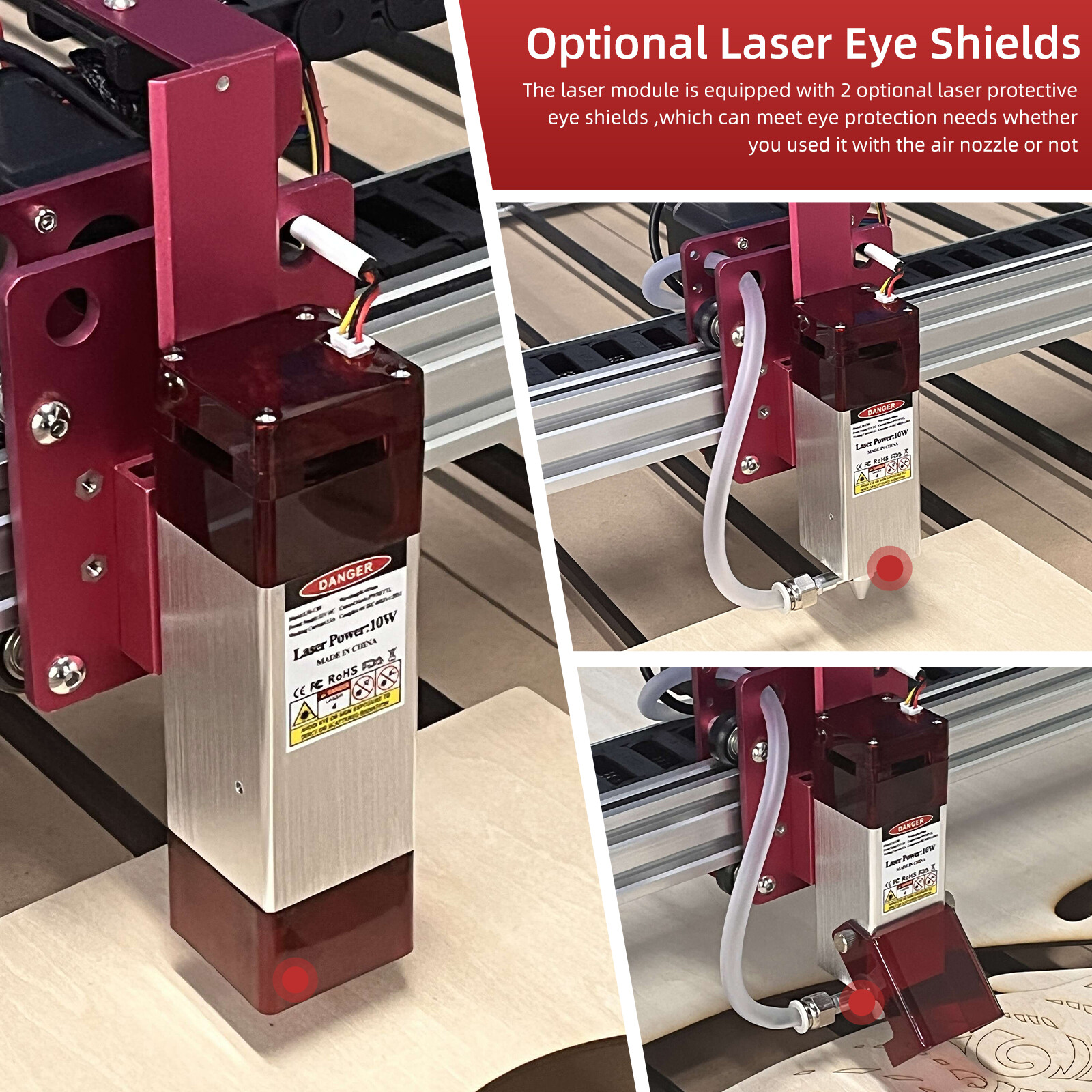 80W Laser Module With Air Assist Nozzle for CNC 3018 Laser Engraving Machine