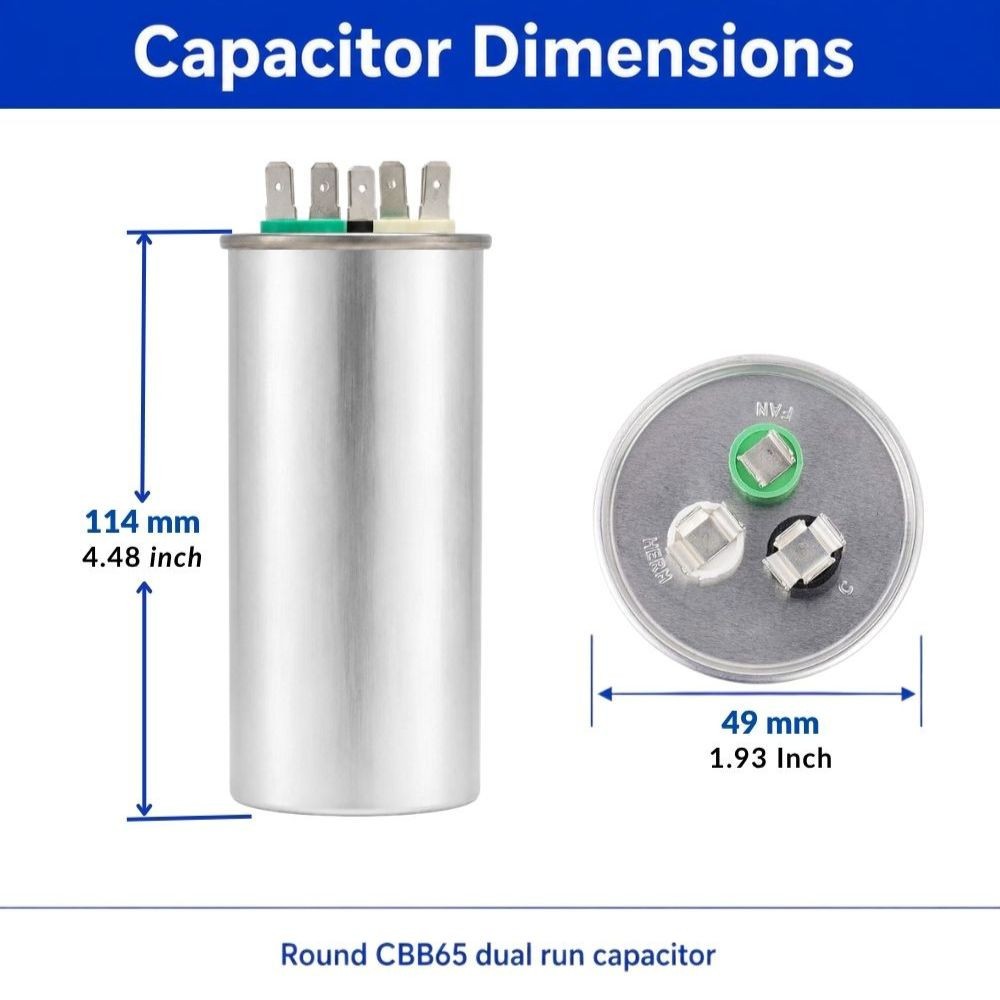 6 Pk – Air Conditioner Capacitor 40+5 uF (MFD) 370 or 440 VAC Dual Run Capacitor