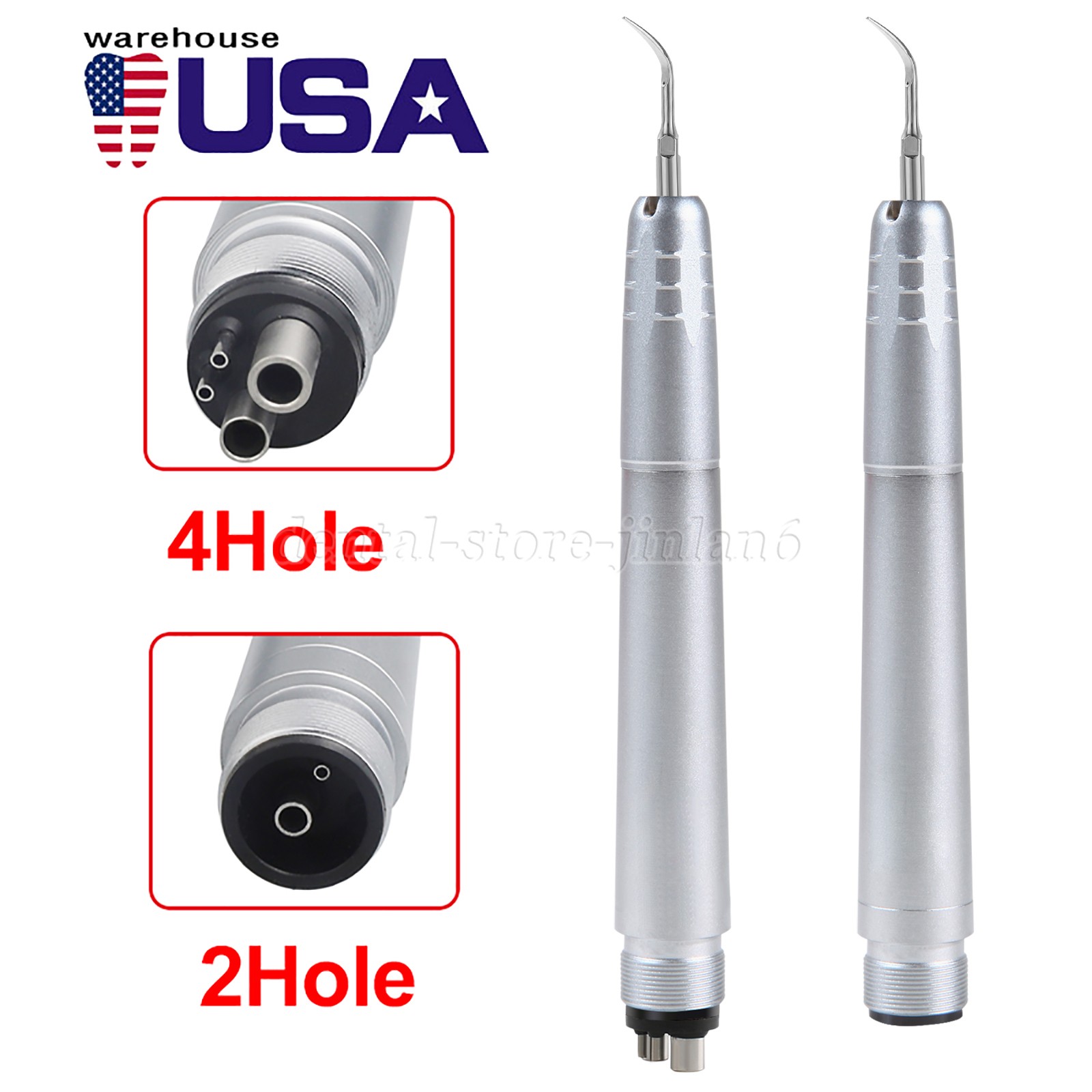 Kavo Style Dental Air Scaler Handpiece Sonic Scaler Cleaner 2/4Holes w/3pcs Tips