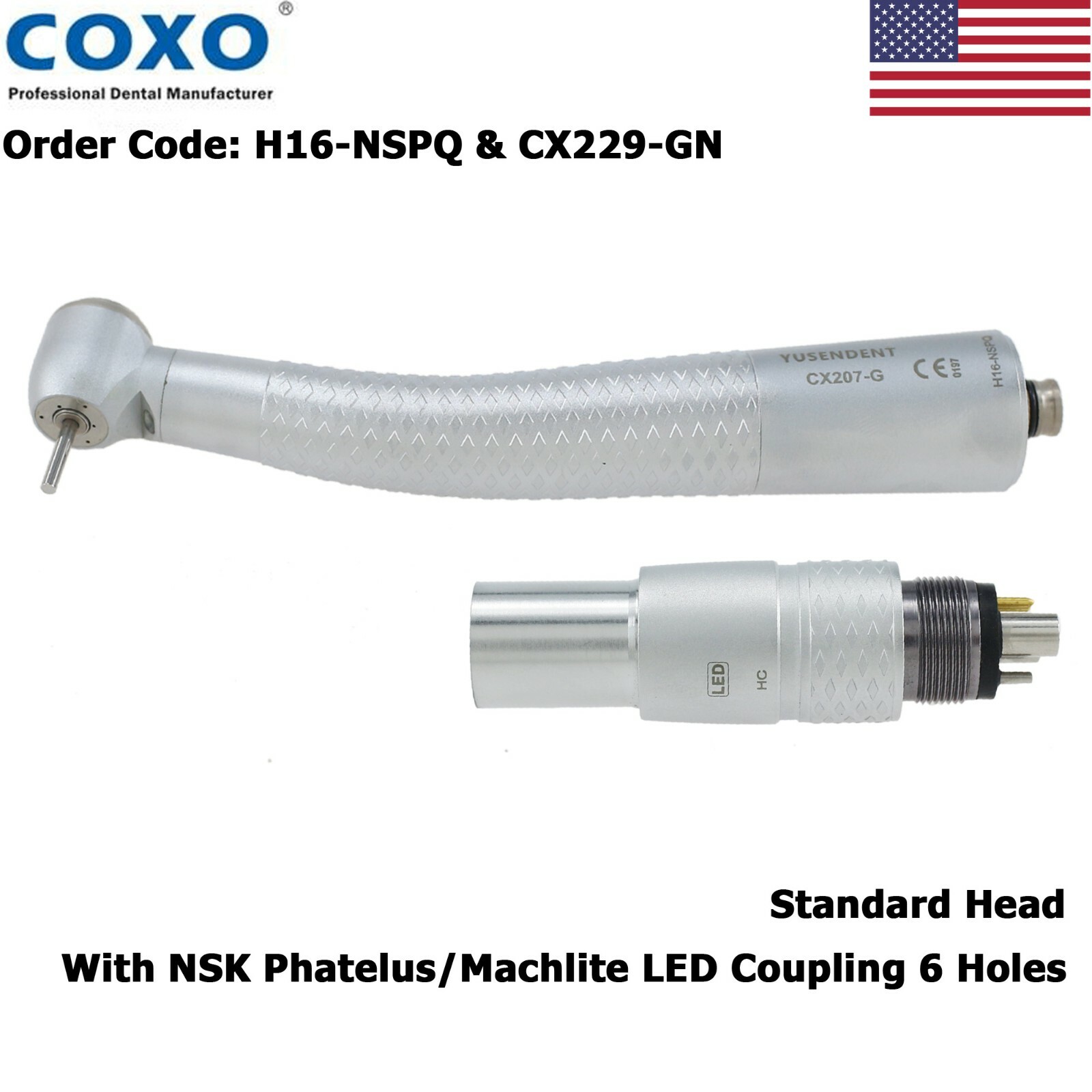 COXO Dental Fiber Optic High Speed Turbine Handpiece For KaVo NSK Coupling