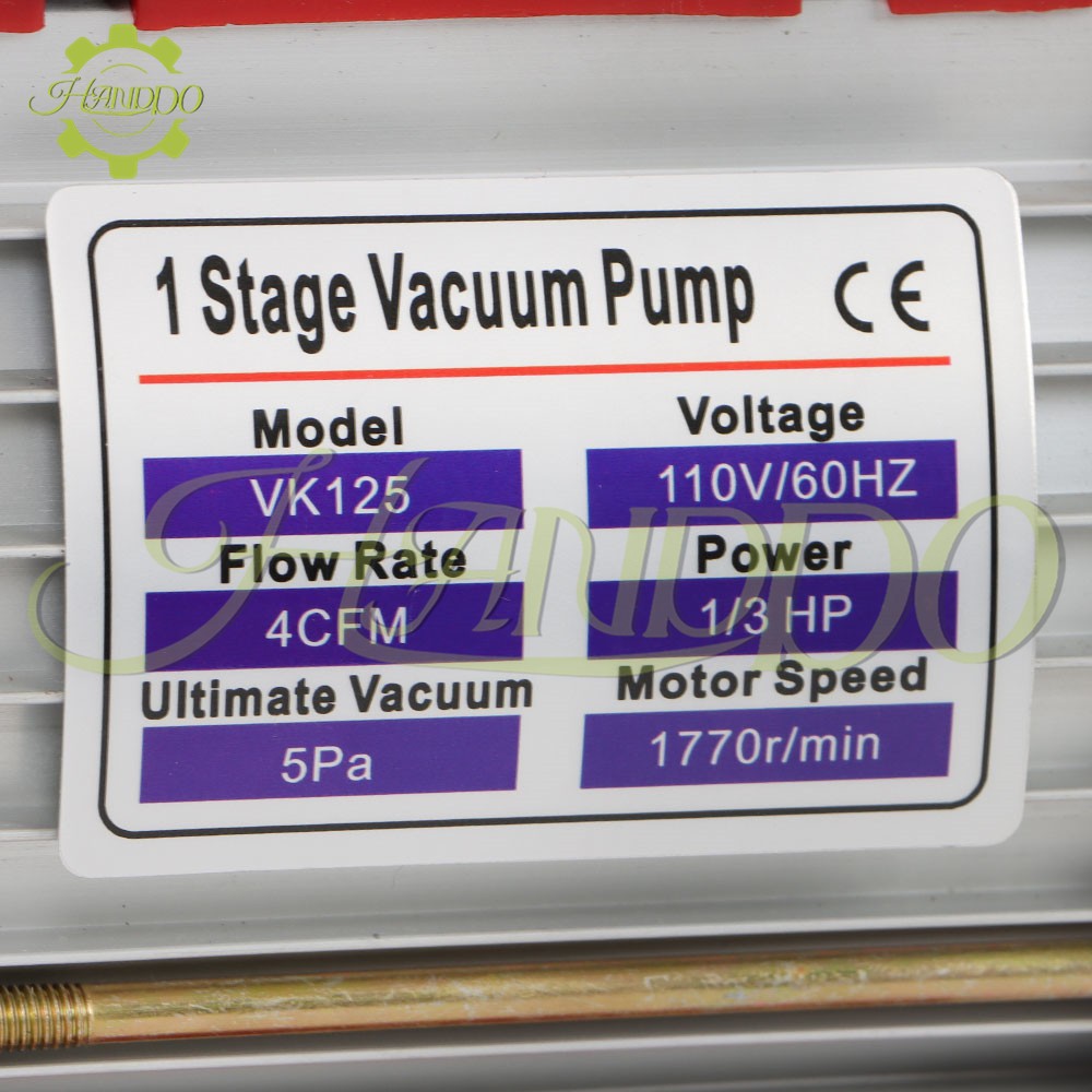 4CFM Air Vacuum Pump Rotary Vane HVAC A/C Refrigeration Kit Gauge 1/3HP