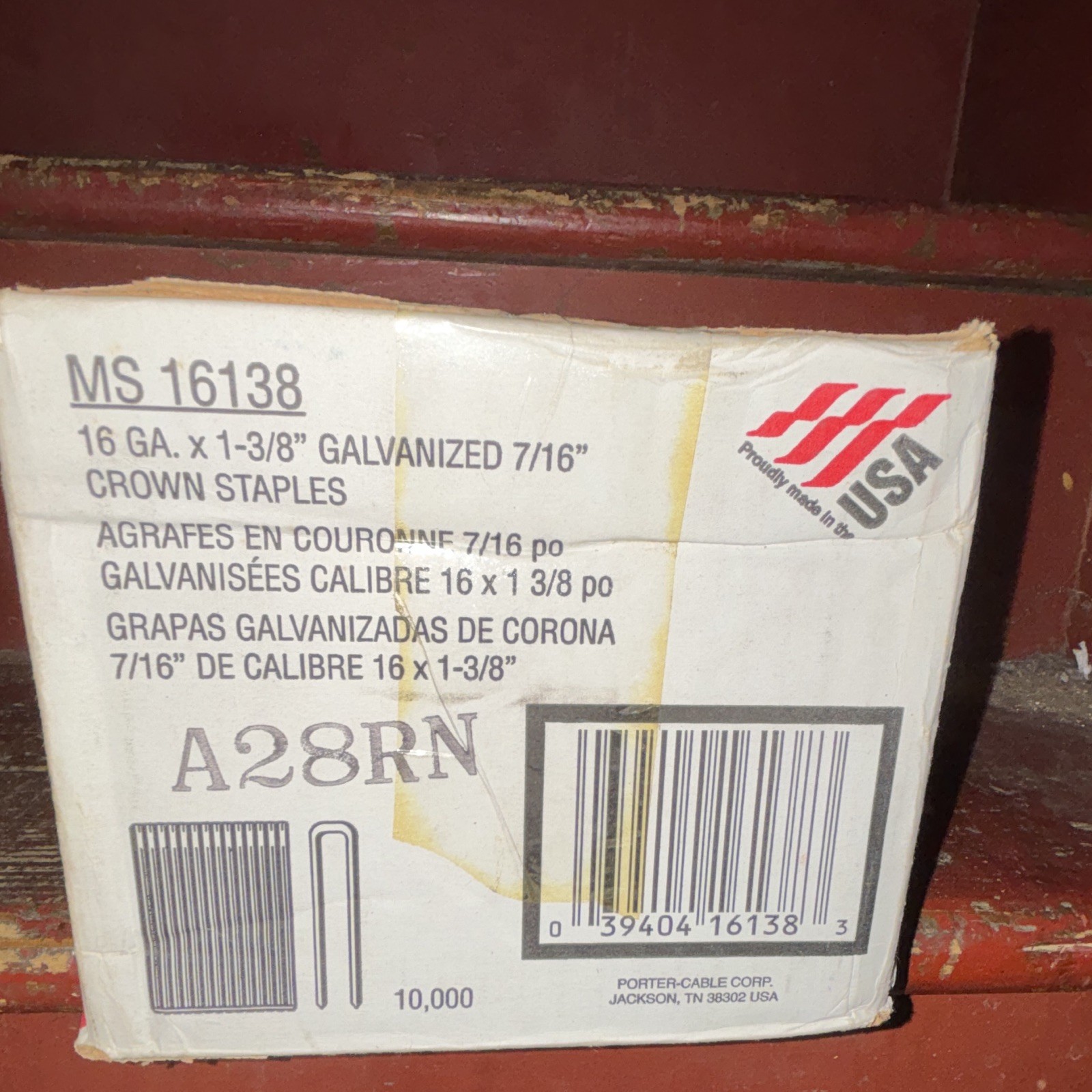 Porter-Cable 16 Ga 1-3/8in 7/16in Crown Galv Staples 10,000 MS16138