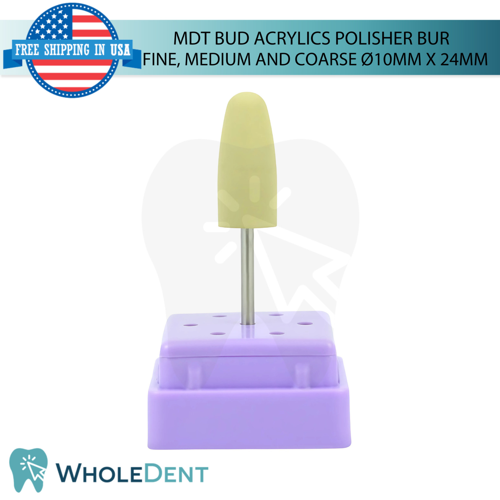 Dental MDT Bud Acrylics Polisher Bur Ø10.0mm X 24.0mm Smoothing Pre-Polishing