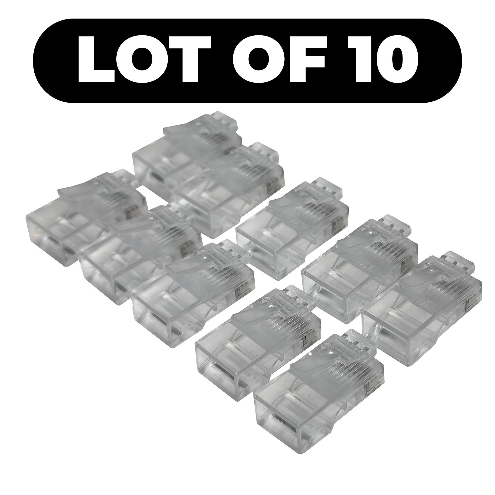 LOT OF 10 NEW RJ50 10P10C Modular Connector for Flat Cable Stranded Crimp