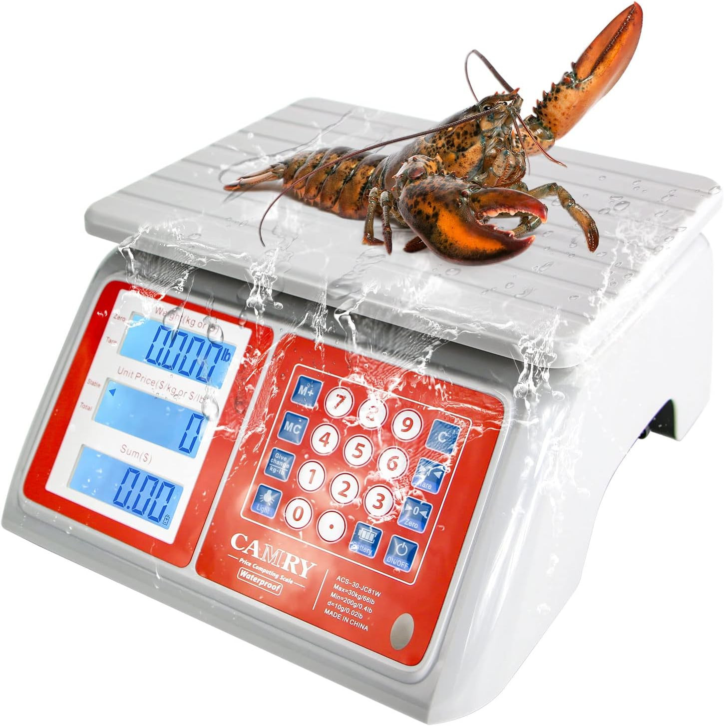 Waterproof Commercial Food Scale IPX7 66Lb / 30Kg Digital Price Computing
