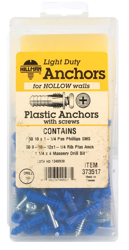 HILLMAN 0.164×1-1/4 Plastic Pan Head Ribbed Anchor Kit