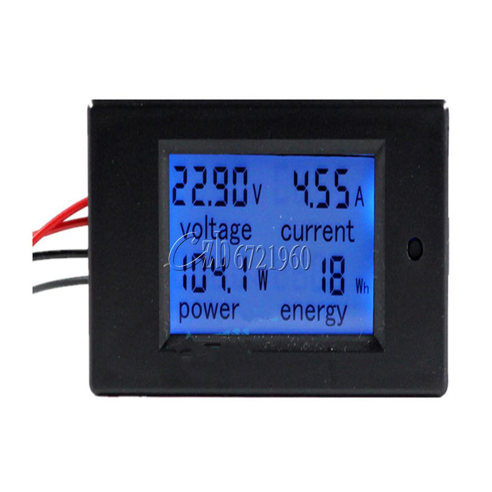 DC Battery 6.5-100V 4 in 1 20A LCD Voltage Current KWh Watt Power Combo Meter