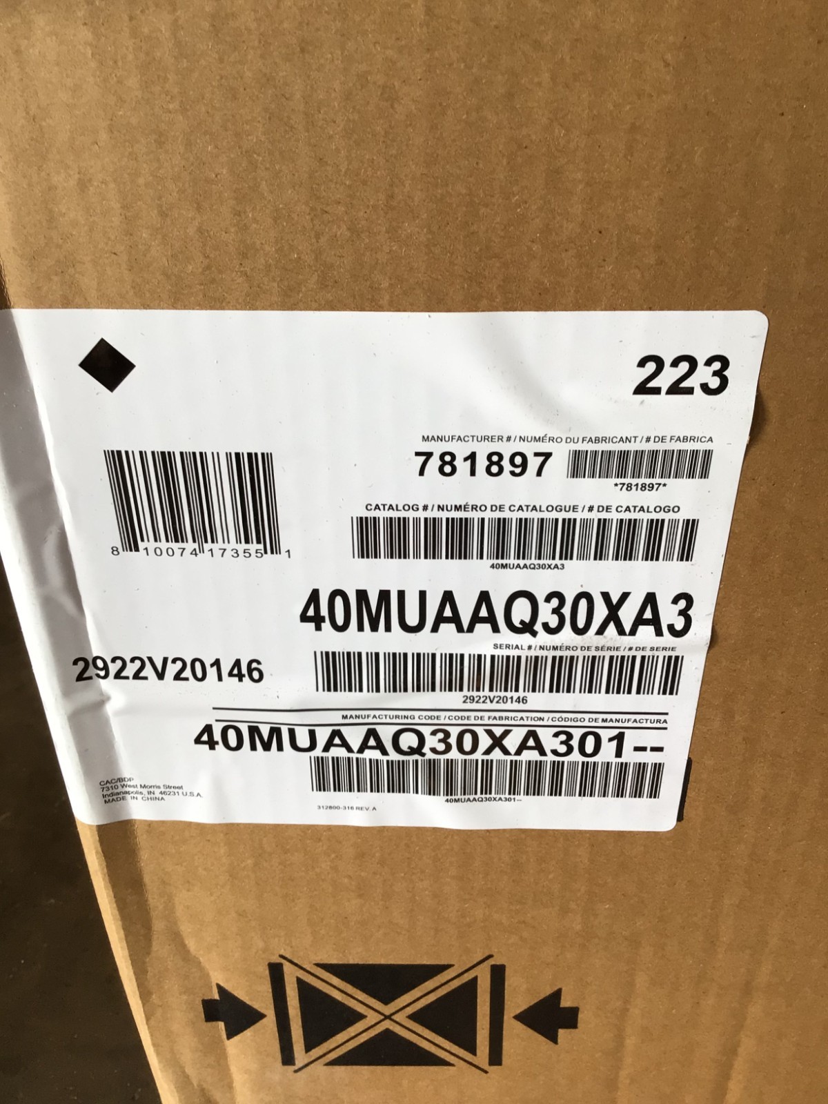 Carrier 40MUAAQ30XA3 30,000 BTU Ductless Mini Split Indoor Air Handler 2.5 NEW