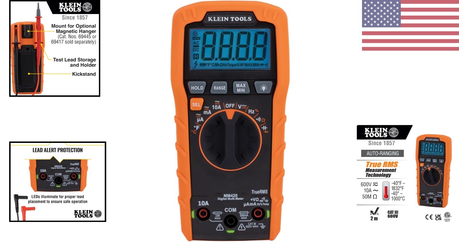 Digital Auto-Ranging TRMS Multimeter – 600V AC/DC, 10A Current, 50MΩ Resistance