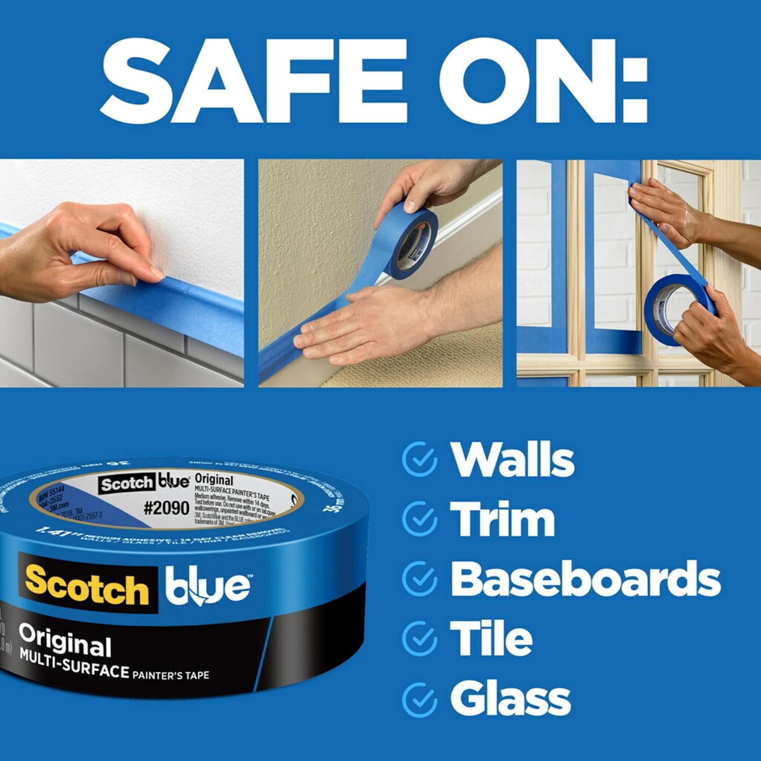 Scotchblue Original Painter’s Tape 6 Rolls 094 Inch Multi Surface Indoor Outdoor