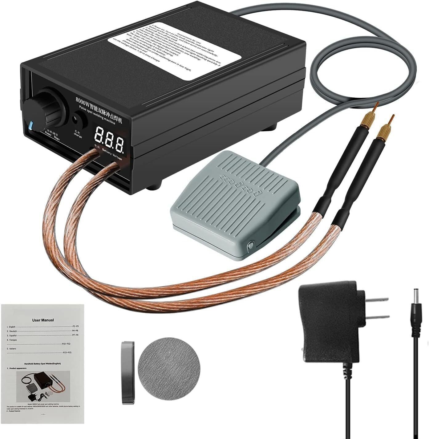 8000W Mini Spot Welder Machine DIY Kit Battery Spot Welding Pen Tools Black NEW
