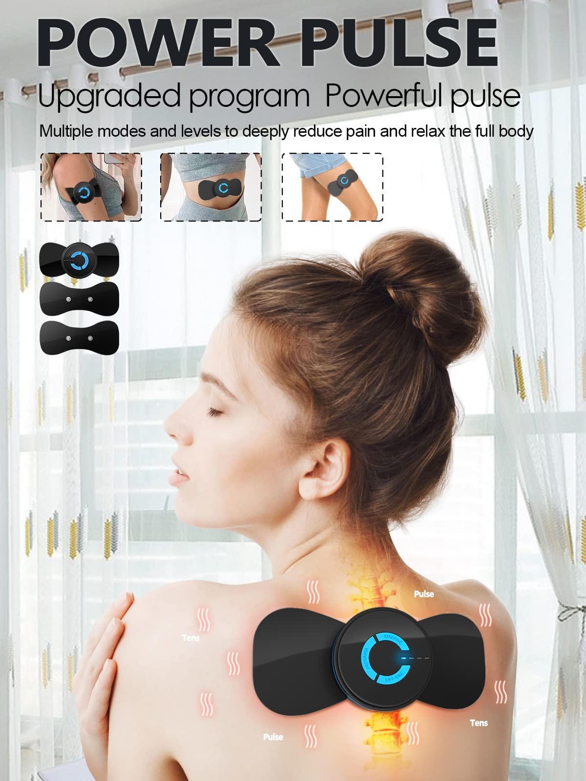 Wireless TENS EMS, Unit Muscle Stimulator, Mini Body Massager Black