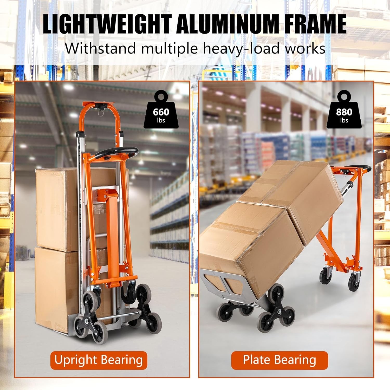 4 in 1 Aluminum Stair Climber Hand Truck Heavy Duty Climbing Cart Dolly 1000 Lbs