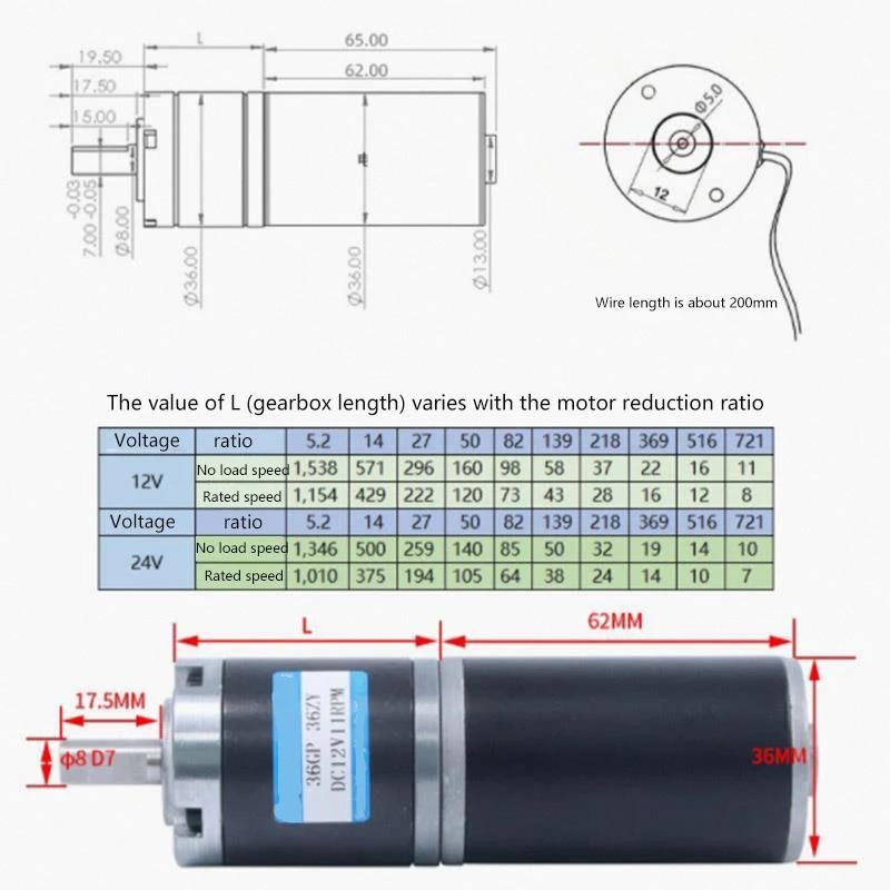 36-36ZY 100kg.cm High Torque Low Noise Reversible Adjustable Speed Geared Motor