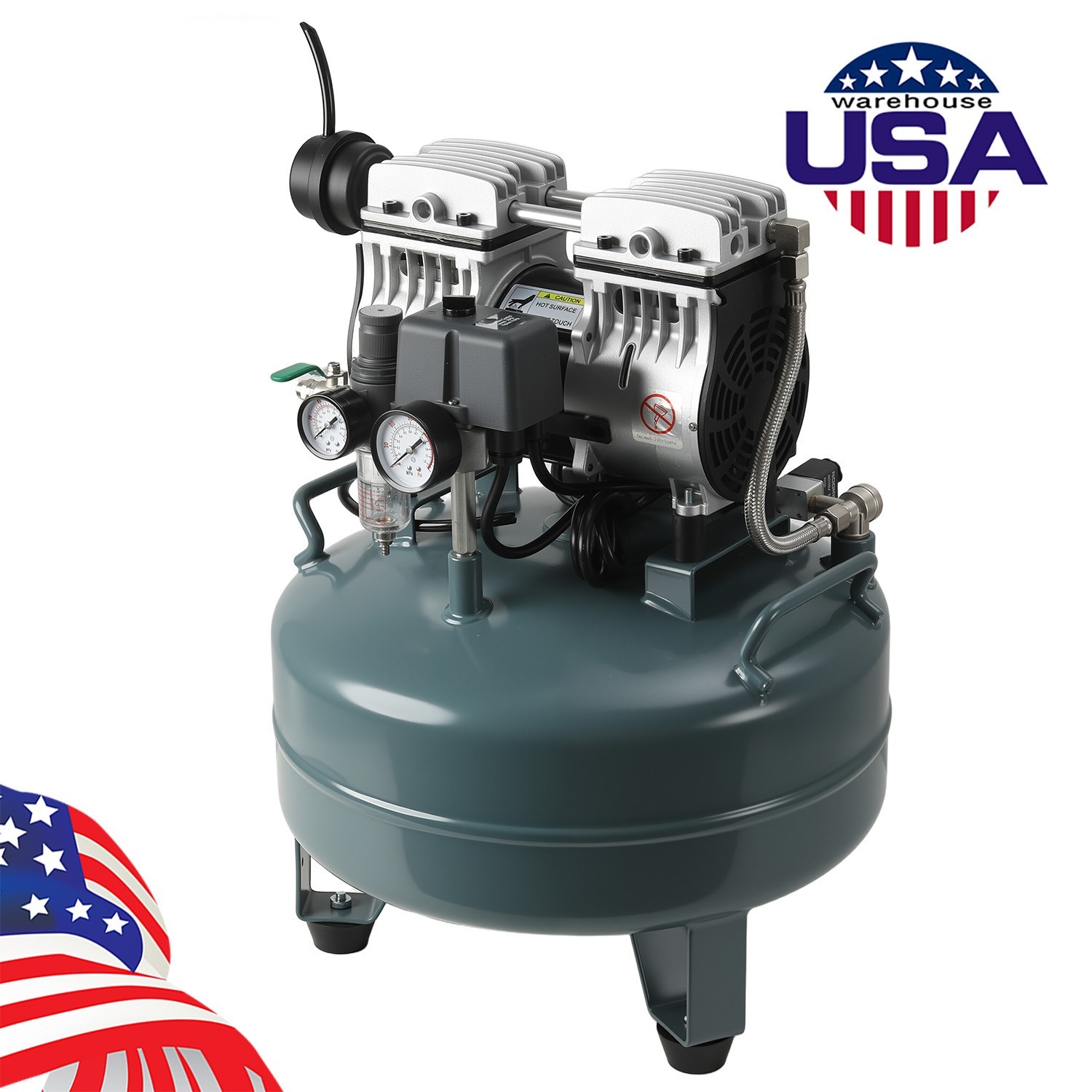 600W 24L Portable Dental Air Compressor Oil Free Silent Air Pump 110V