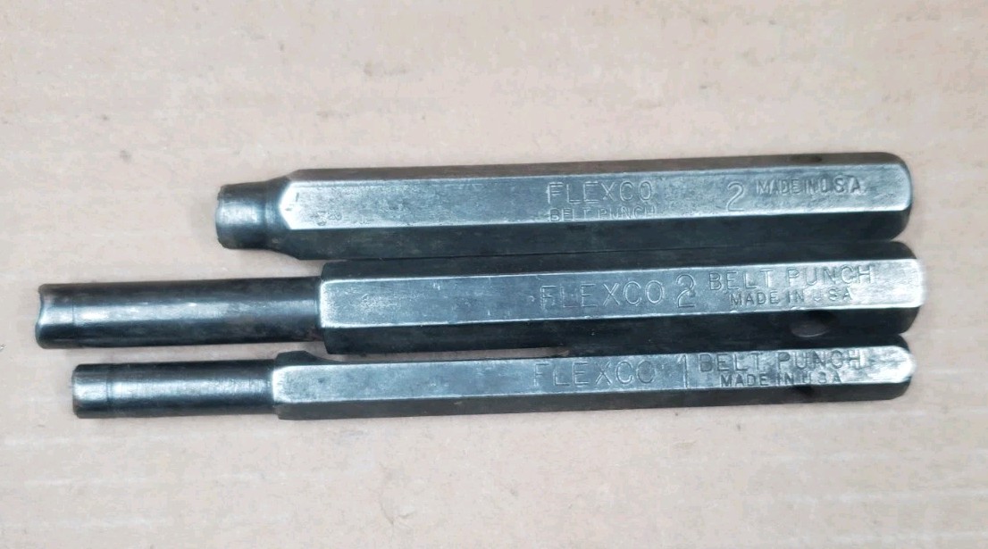 3 Vintage FLEXCO 1, 2 Belt Punches