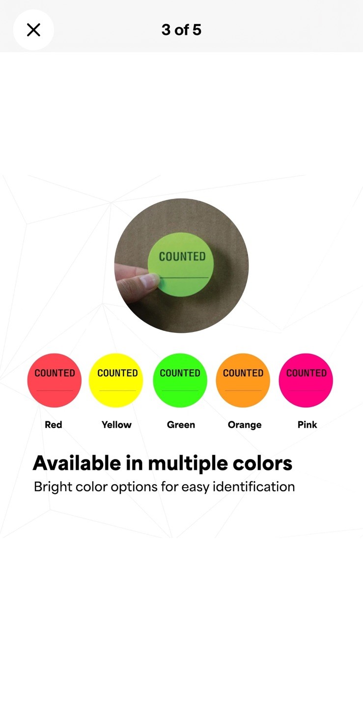 INVLBL-023 Counted Inventory Label, Circular Adhesive Label, Green, 2 in, 100…