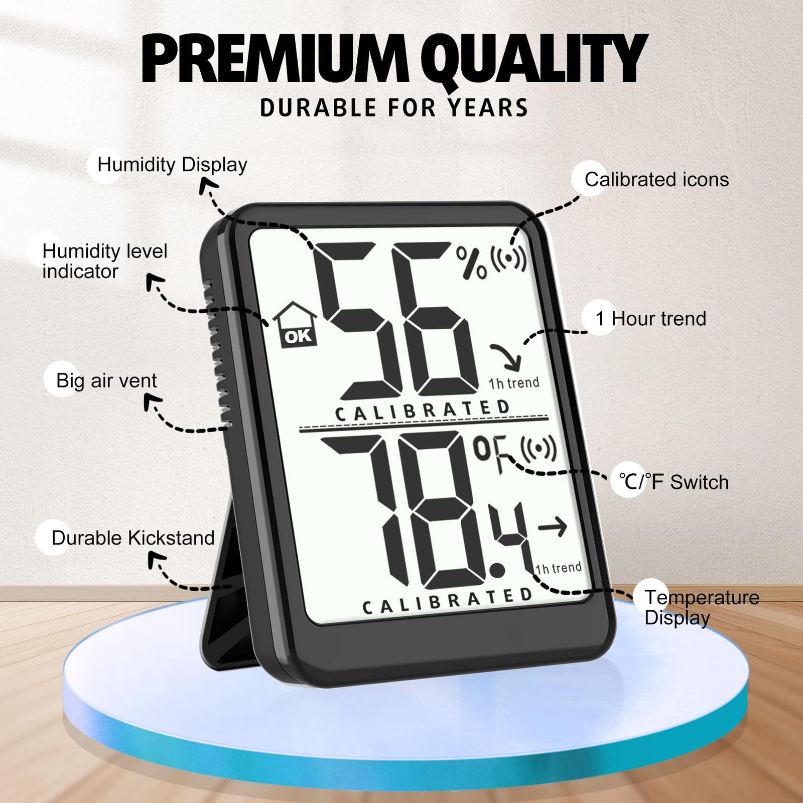 2 Pack Room Thermometer Small Hygrometer Indoor Humidity Monitor Sensor, Digital