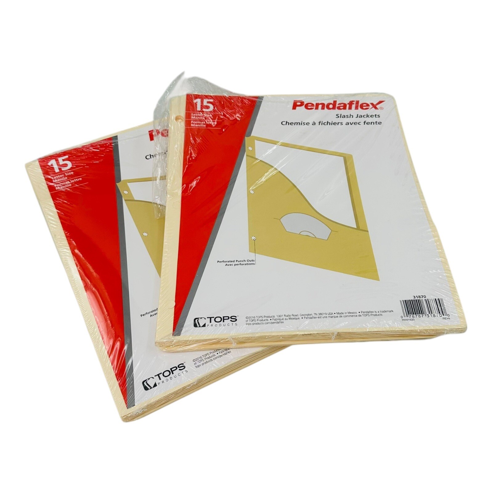 30 Count Pendaflex Slash Jackets 3-Hole Punched Letter Size Manila*Distressed*