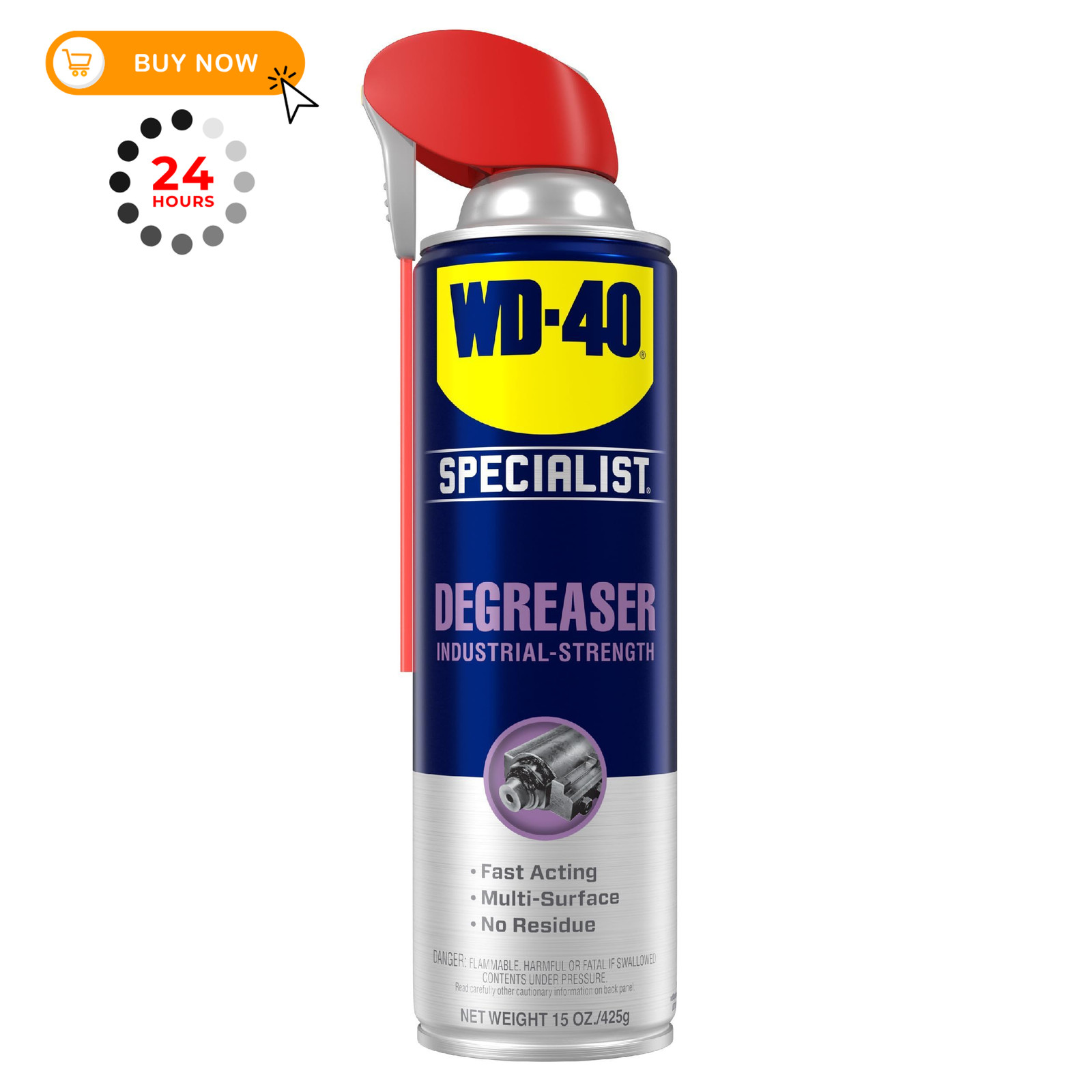 WD-40 Specialist Degreaser with Smart Straw, Heavy-Duty 15 Fl Oz (Pack of 1)
