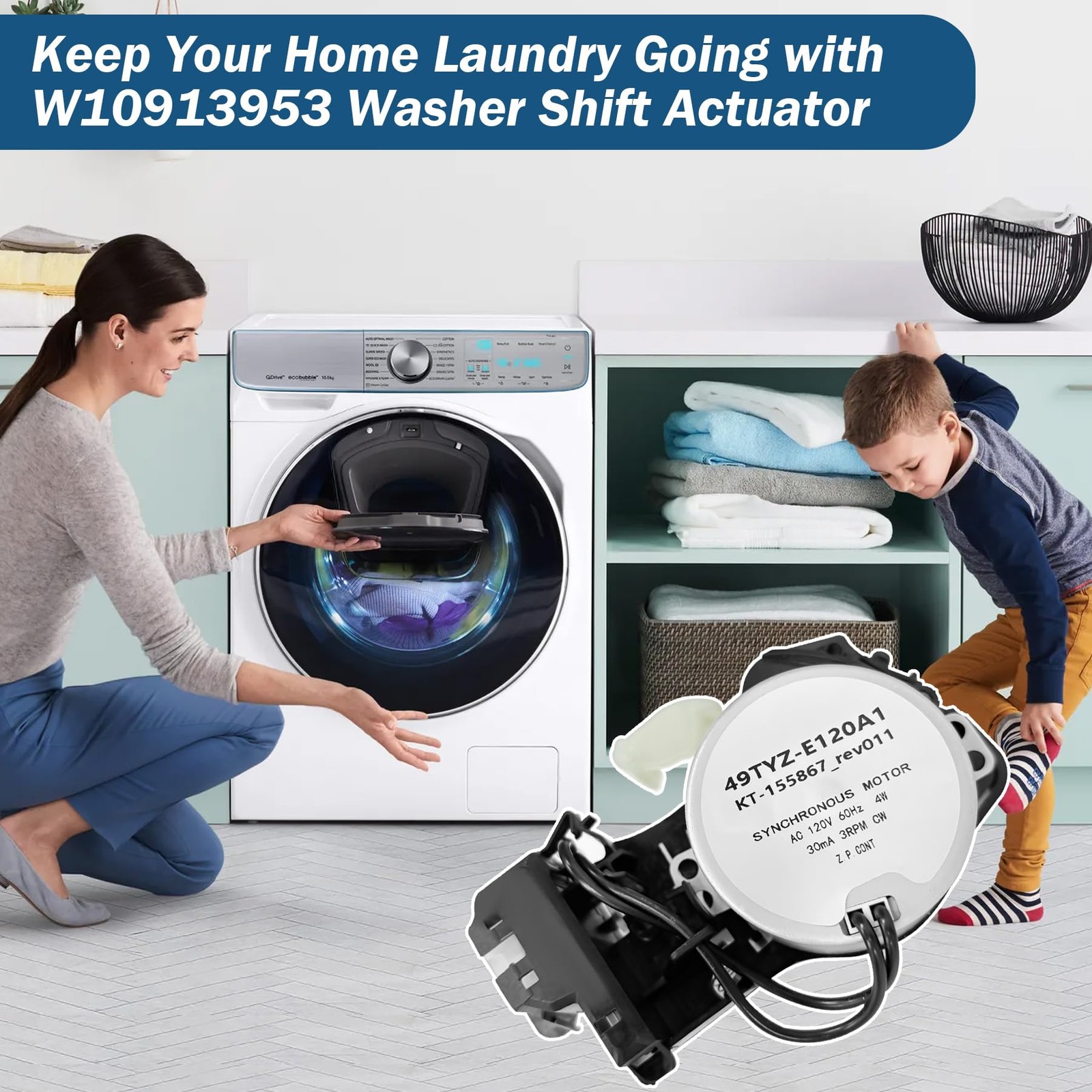 Washer Shift Actuator Replacement AC 120V 60Hz 4W for Whirlpool Maytag – Fixes