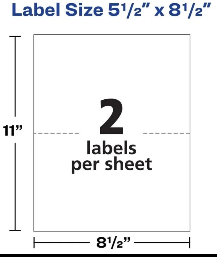 Avery 5126 Internet Shipping Labels White 5-1/2 x 8-1/2 in 200 Labels 100 Sheets