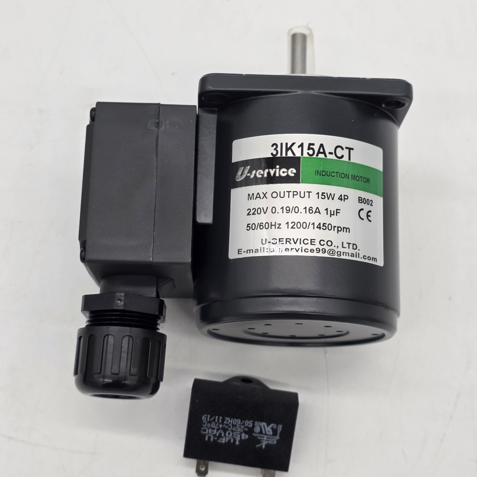 U-Service 3IK15A-CT 15W Induction Gear Motor 220V AC 1200/1450 RPM New