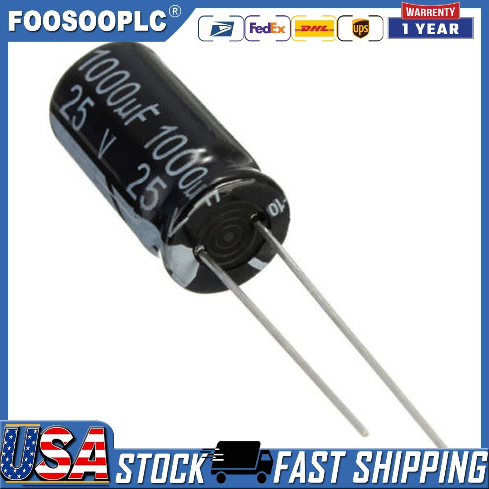 5pcs 1000uF 25V Electrolytic Capacitors Lot CD110