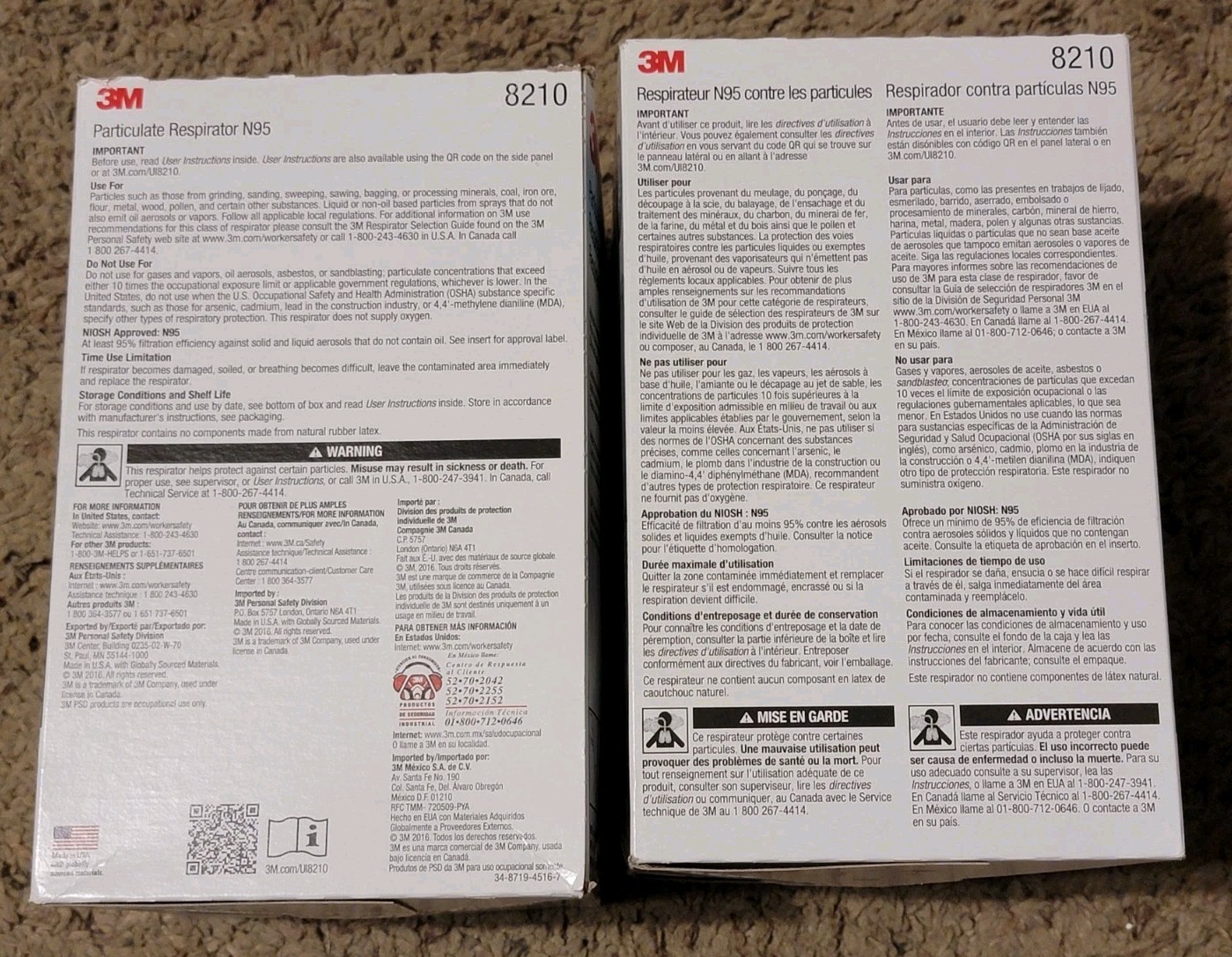 2 New Box’s Of 3M N95 8210 Particulate. Respirator’s 20 Per Box Use By 11/2025