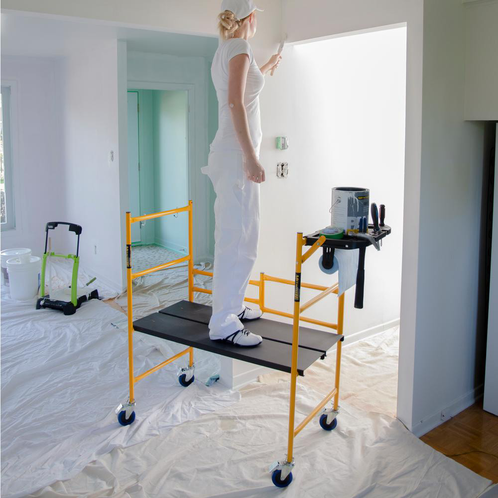 4 Ft. X 4 Ft. X 2 Ft. Mini Rolling Scaffold 500 Lb. Load Capacity With Tool Shel