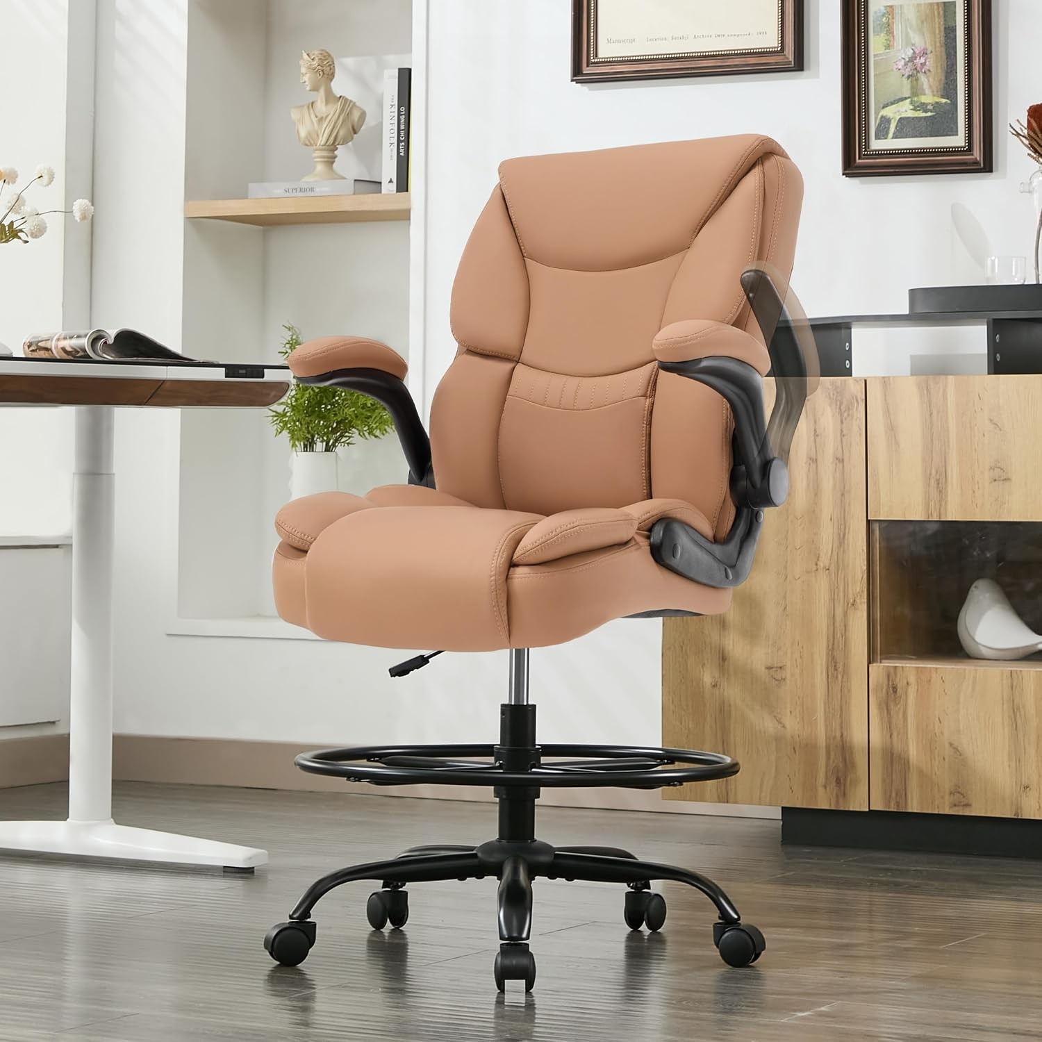 500LBS Drafting Chair High Back Safer Standing Desk Chair Executive Tall Office