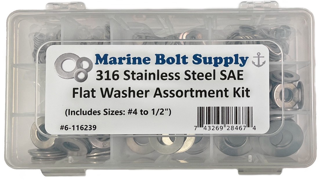 316 Stainless Steel SAE Washer Assortment Kit by Marine Bolt Supply 6-116239