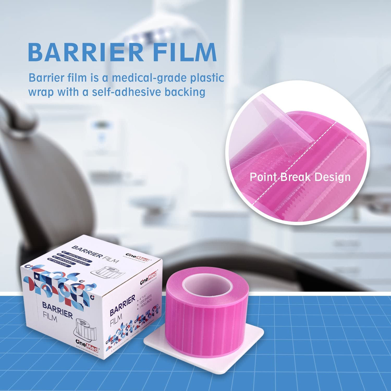 Dental Barrier Film Roll 1200 Sheets Dispenser Box 4×6 Inch Disposable Barrier