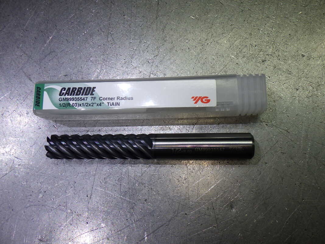 YG-1 1/2″ 7 Flute Carbide CR Endmill 1/2″ Shank .03″ R GM99935547 (LOC2083A)