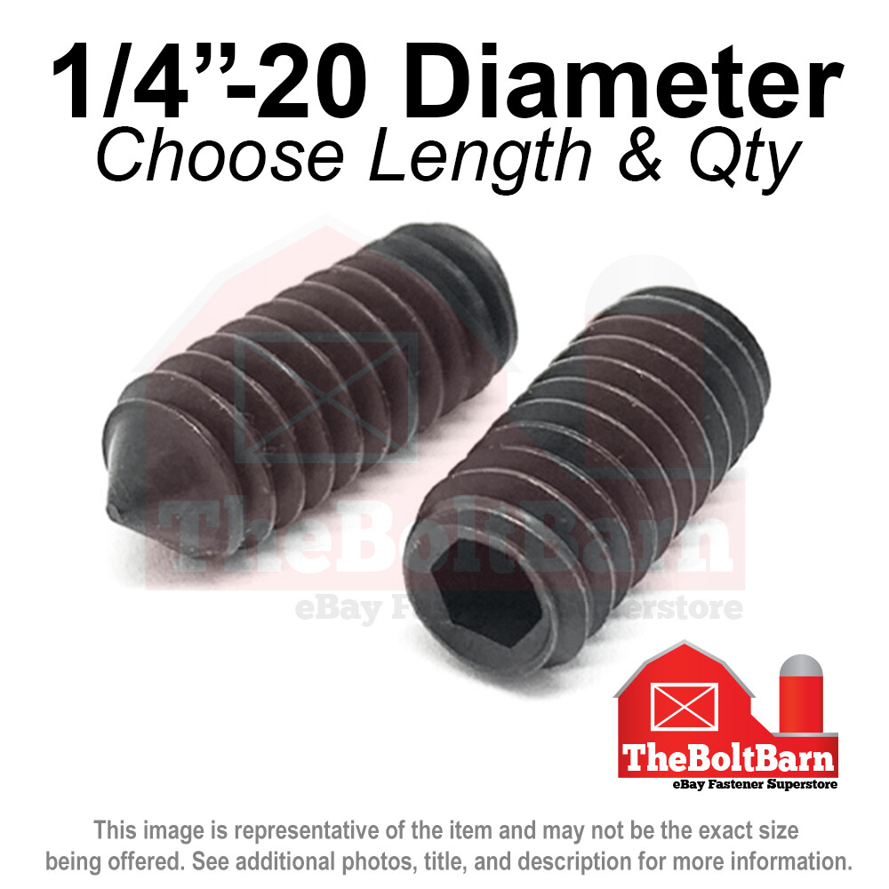 1/4″-20 Alloy Cone Point Allen Socket Set Screw Coarse Black Oxide (Pick Size)